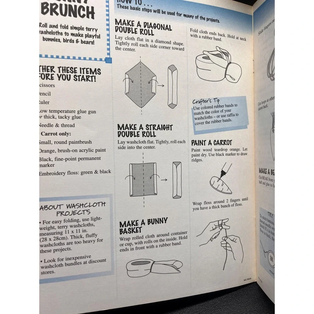 McCall's Bunny Brunch Pattern No. 15 226 Make party favors w/washcloths! Vintage